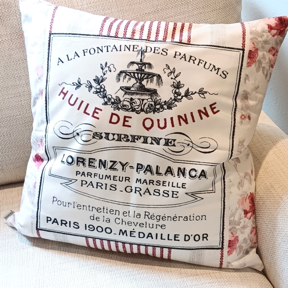 New 20x20 Emvency  Throw Pillow Cover French Ticking Pink Floral Paris Plush